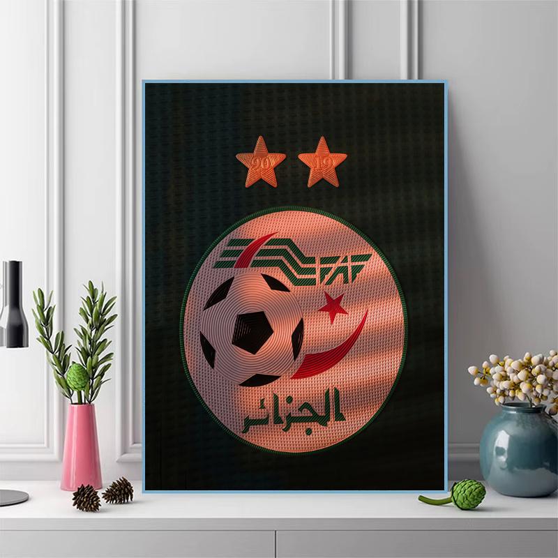 Algeria national football logo Pattern 3pcs 100% Round Full Drill 5D DIY Diamond Painting Embroidery Cross Stitch Rhinestone Décor