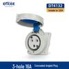 IP67 Waterproof Industrial Angled Plug Socket, 16A/32A, 3-Core, 4-Wire, 5-Pin, Flush Mount, Not Explosion-Proof