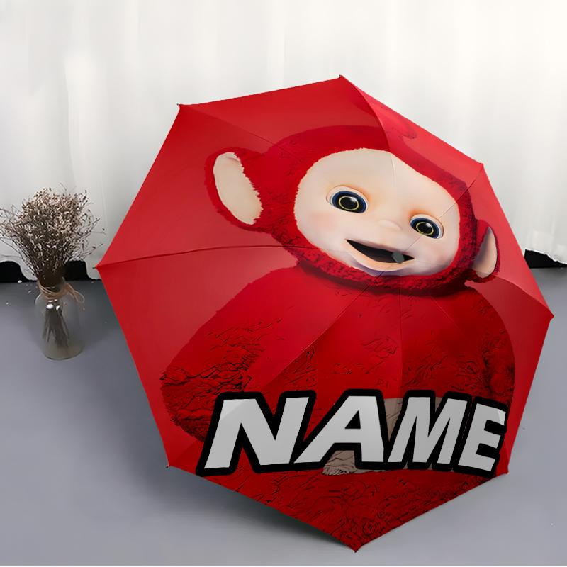 Personalized Name T-Teletubbies Print Umbrella - Automatic Open/Close, Eight-Rib Durable Frame, Automatic Folding Umbrella