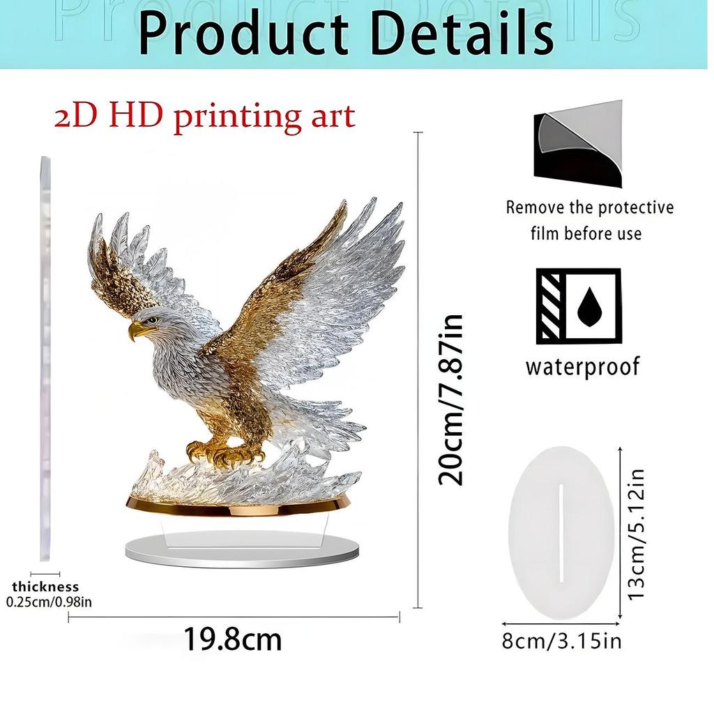 Spread Wings Eagle 2D Acrylic Standee - Home Office Decoration Ornament