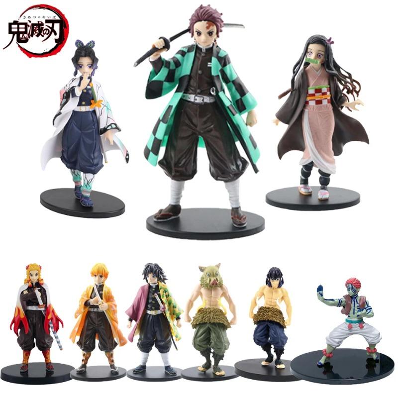 Animefigur Kamado Tanjirou Nezuko Demon Slayer Figur Actionfigurer PVC Modell Leksaker Zenitsu Figur Inosuke Kimetsu No Yaiba