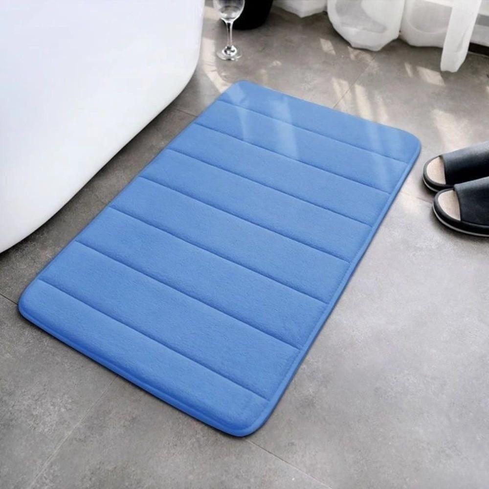 New 40*60cm Bath Mat Dry Fast Soft Memory Foam Mat Anti-skid Striped Coral Velvet Water Absorption Mat Home Floor