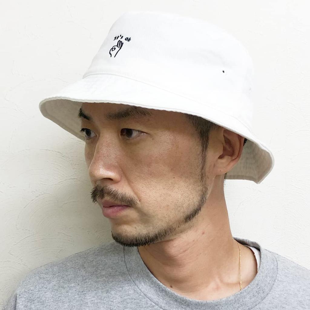 Basic Enchi Hand Sign Bucket Hat, Logo Boonie Hat, Men's and Women's, White