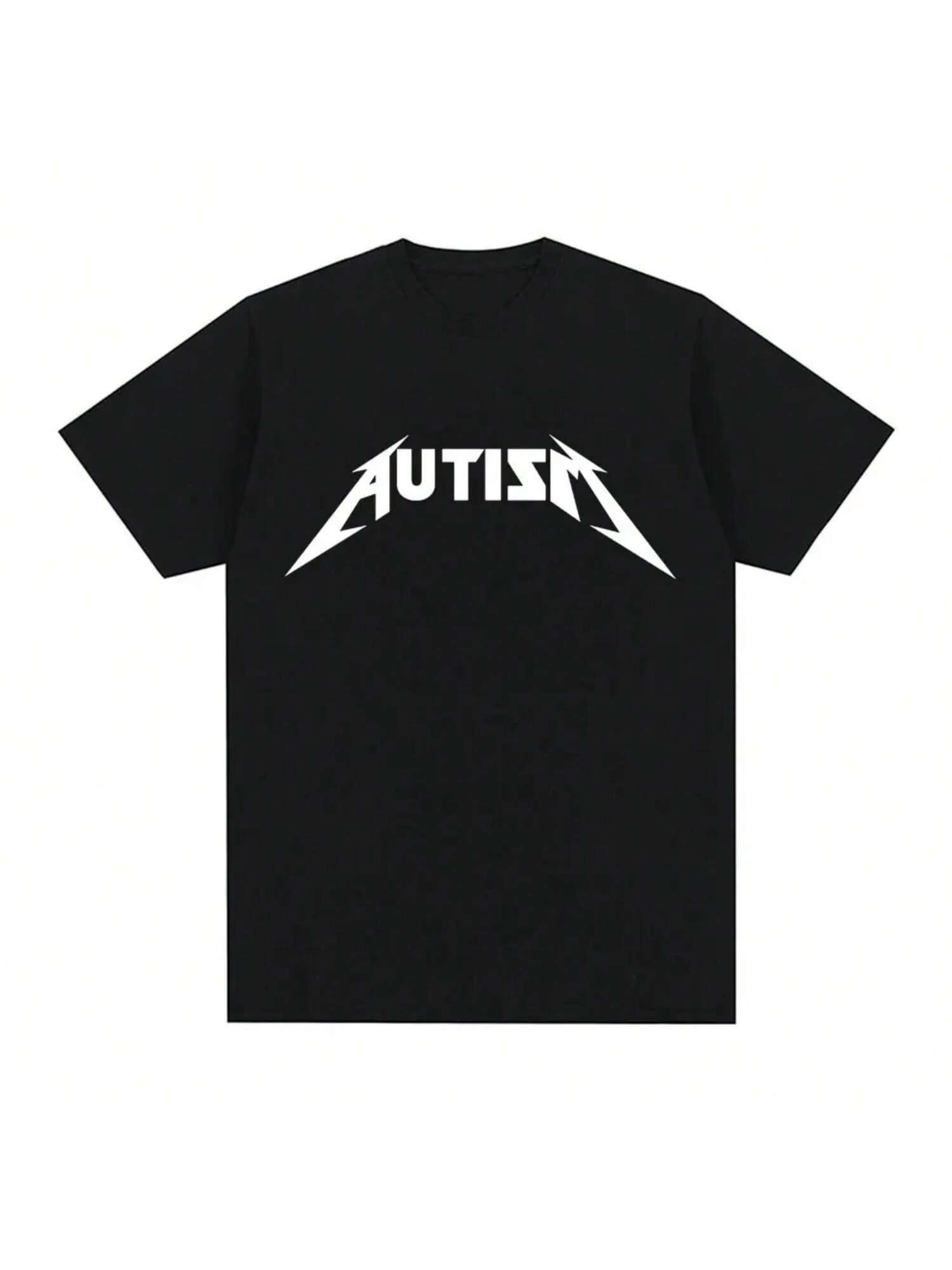 Autism Metal Rock Meme T-Shirt unisex Wounisex Fashion Hip Hop Short Sleeve Oversized T-Shirts Summer Sport Loose T Shirt Tops S разноцветный