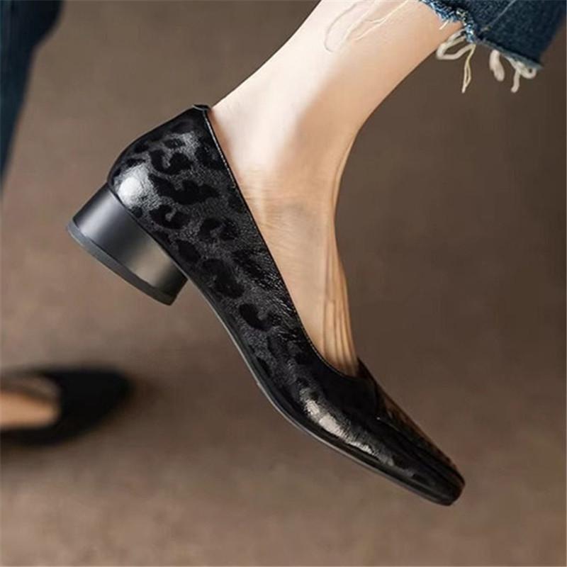 Fashionable and Comfortable Square-toe Shallow-mouth Single Shoes New Block Heel Temperament Casual Women's Shoes
