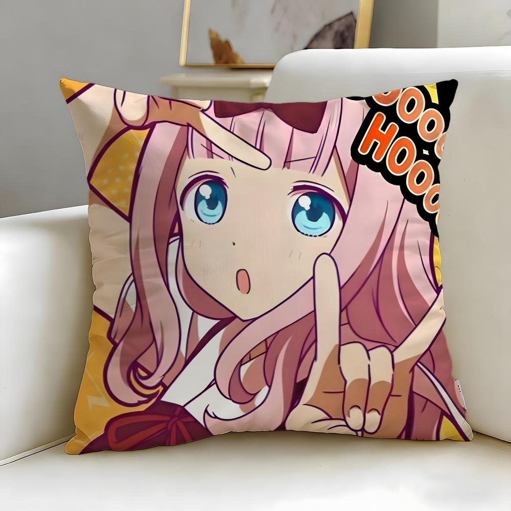 popular anime Kaguya S-sama Love Is War Cushion Cover Soft & Easy-Wash Pillow Case – Versatile for Couch, Bed, Travel and Office