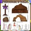 9 Pcs Rustic Style Easter Wooden Nativity Handmade Craft Lifelike Christian Decor Realistic Decorative Jesus Tomb Decor
