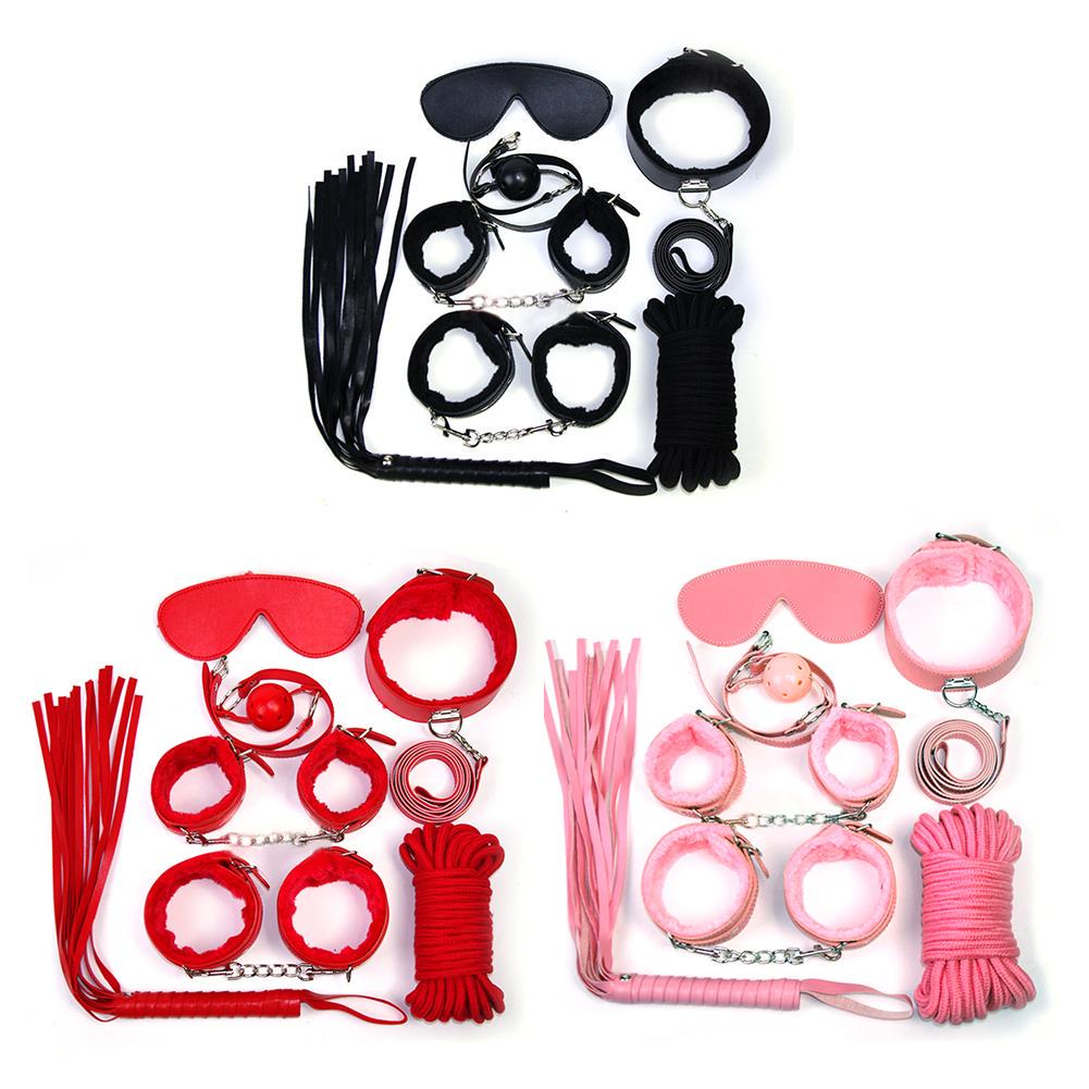 7 Pièces Par Set Jouet Sexuel Adulte en Peluche Unique Kit de Contrainte Menottes