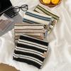 Black and white plaid wool short small scarf women's winter warm versatile striped plaid knitted couple scarf