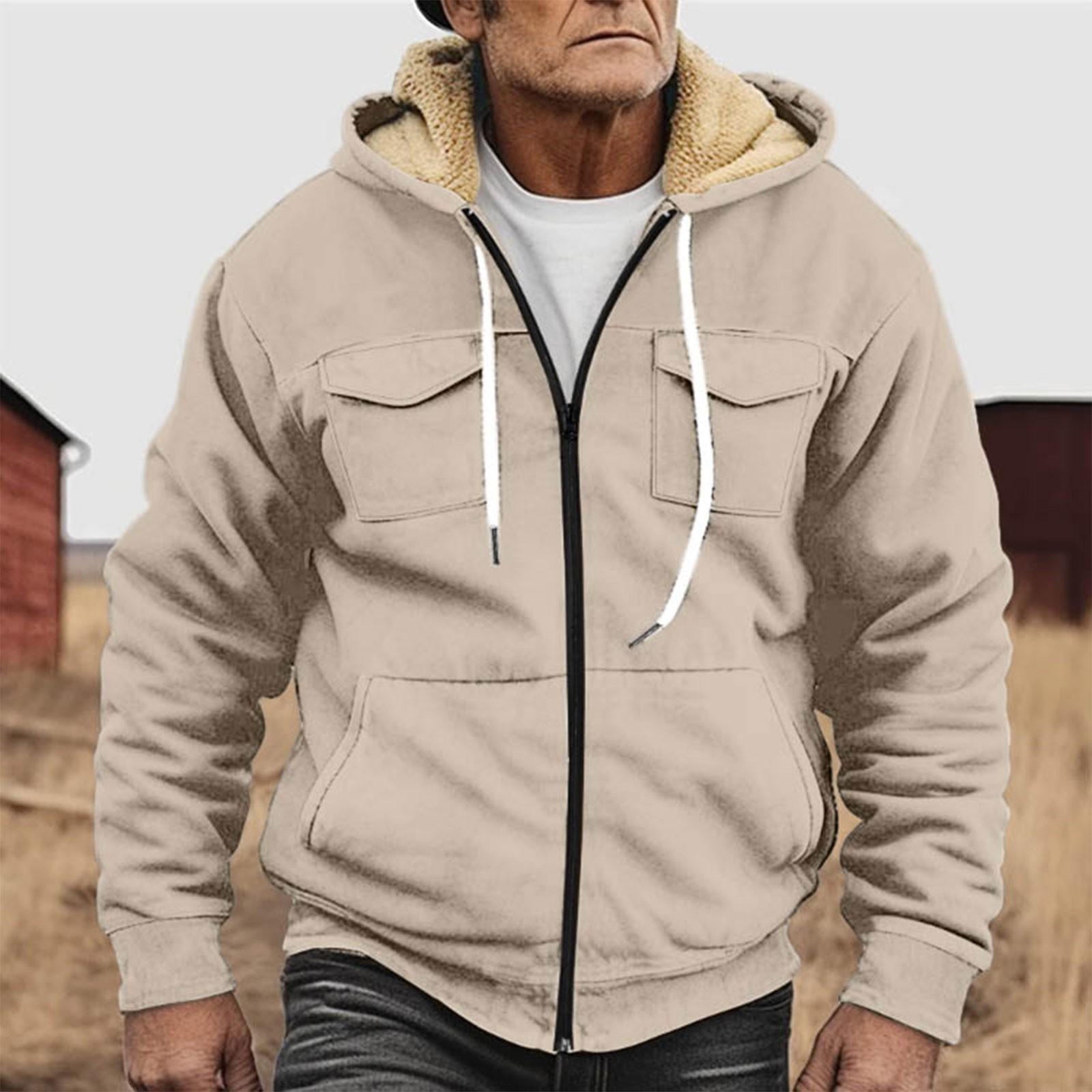 Мужская утолщенная куртка на пуговицах с двойным карманом и карманной вставкой — фото 7