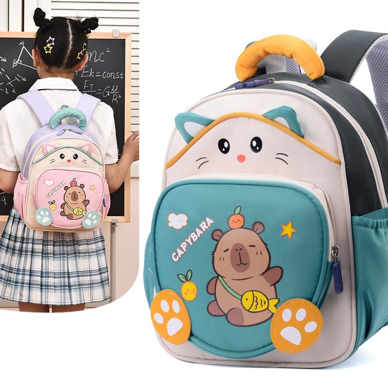 Schoolbag new first grade cartoon children's schoolbag cute cartoon capybara backpack bag lightweight primary school sports backpack