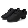 Scarpe da Jazz in Rete Donna Adulto Pratica Sala da Ballo Scarpe Latine Nere Traspiranti Scarpe da Insegnante con Tacco 3,5 cm