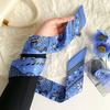 Long Silk Scarf Women  High-End Printing Headband Streamer Light Luxury Korean Version Versatile Temperament Neck