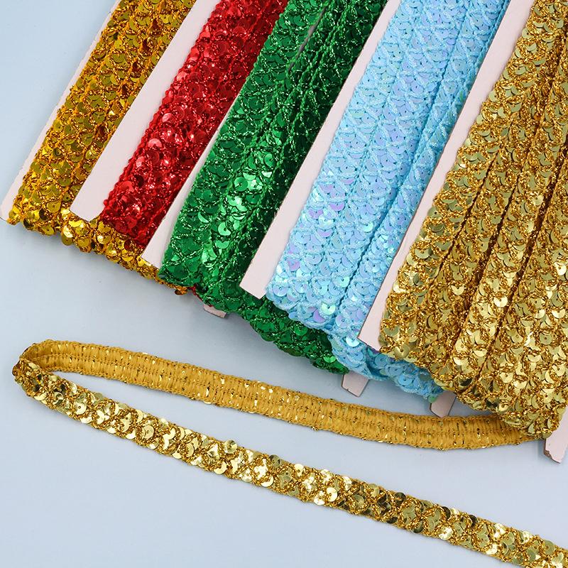 30 Meter Sequin Lace Trim 1.5cm Width Braided Band Decoration Ribbons DIY Cosplay Stage Costumes Hat Clothing Sewing Accessories