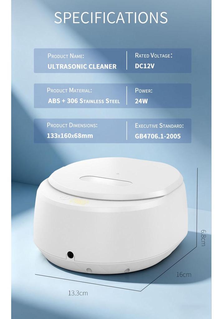 Ultrasonic Denture, Jewelry, Watch, Contact Lens & Toothbrush Cleaner