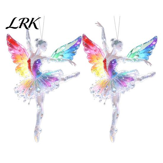 Fence Branch Decorations 2Pcs Glitter Ballet Girl Keychain, 2D Acrylic Hanging Pendant for Bag Backpack, Sparkling Personalized Gift Ideas Dancer Car