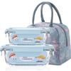 AQ Glass Food Storage Container Set with Flamingo Bag