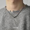 Trend Double Block Lock Necklace For Man Woman Titanium Steel Simple Pendant Collar Chain New Unisex  Wholesale