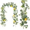 200cm Artificial Eucalyptus Lemon Garland Faux Floral Hanging Vine Rustic Greenery Wreath for Home Wedding Party Decor