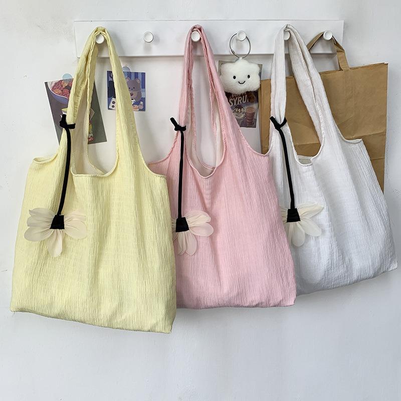 Dopamine Colorful Canvas Shoulder Bag Women Thin Large Capacity Bag