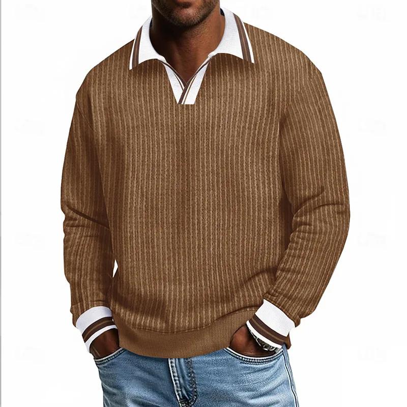 Lente Herfst Lange Mouw Gebreid Sweatshirt Man Dik Corduroy Casual Pullover Hoodie Mannen Patchwork Omgeslagen Kraag Sport Tops
