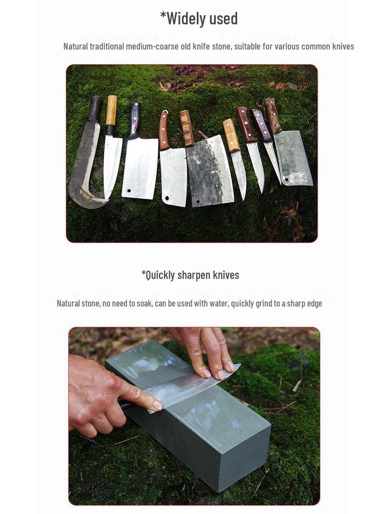 Extra Großes Küchenmesser Schärfset: Traditioneller Ölstein & Grober Schleifstein mit Schlamm