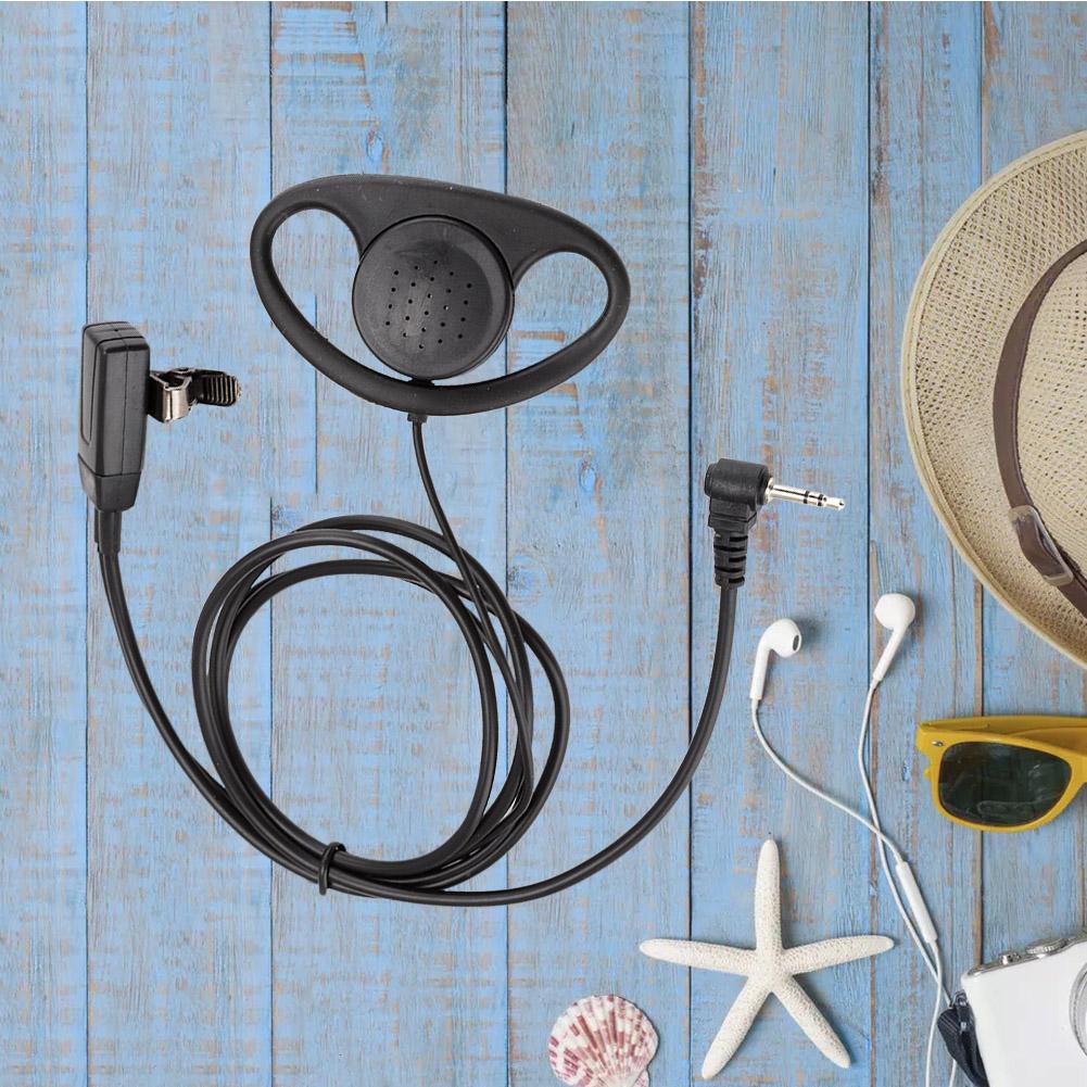 2 Pcs 1 Pin D Shape Earpiece with PTT Mic Headset for Motorola 2 Way Radios Walkie Talkie Accessory