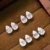 Teardrop Shape Mixed Round and Baguette Stone Halo Stud Earrings Two Tone Option Women Ear Jewelry
