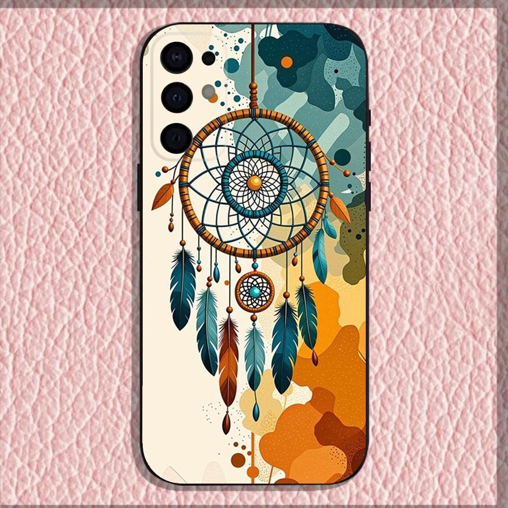 Dreamcatcher Feather Phone Case For Samsung S25,S24,S21,S22,S23,S30,Ultra,S20,Plus,Fe,Lite,Note,10,9,5G Black Cover