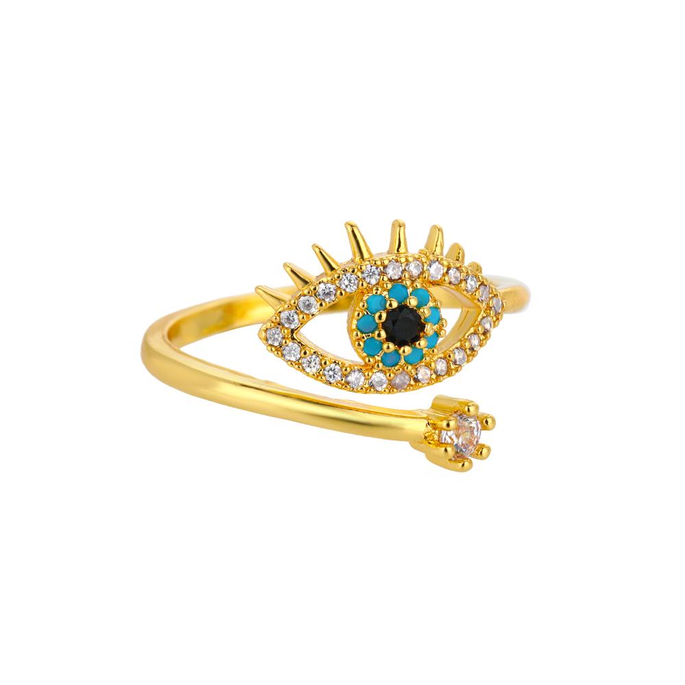 Türkische Zirkonia-Böser-Blick-Ringe für Damen Offen Verstellbarer Edelstahlring Partnerringe Hochzeits Schmuck Geschenk Bague beige