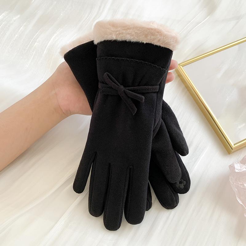 

Women s Fleece-Lined Bow-Tie Winter Gloves - Touchscreen Compatible Thermal Gloves