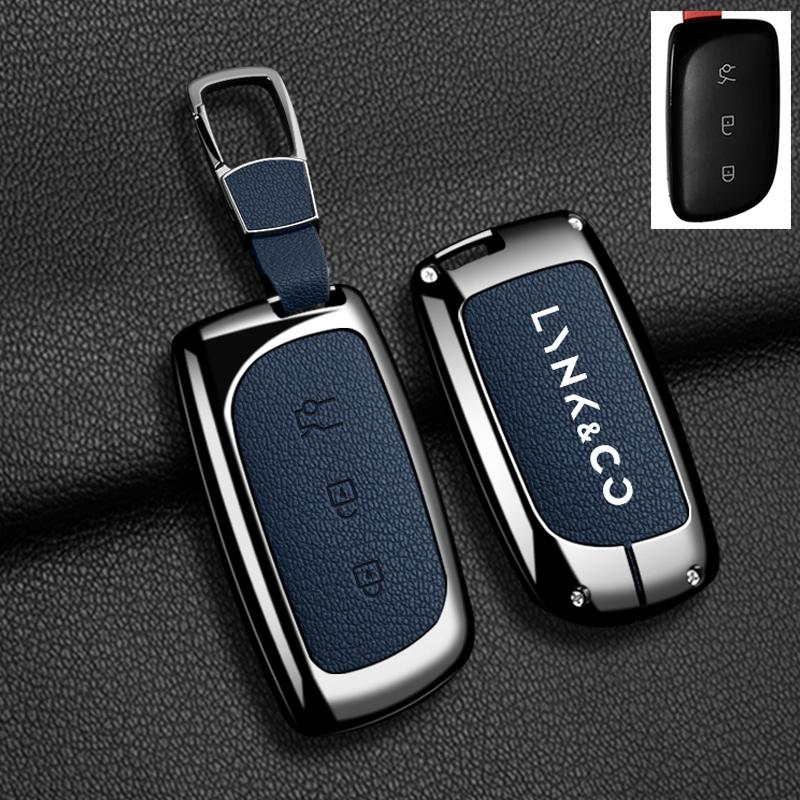 Interior Mouldings Car Alloy Leather Key Case Cover Fob Shell For Lynk&Co Z20 Z10 Lynk&Co 02 01Smart Remote Protector Keychain A