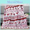 Blanket Double Plush With Christmas Snowflake Elk Printing Design For Daily