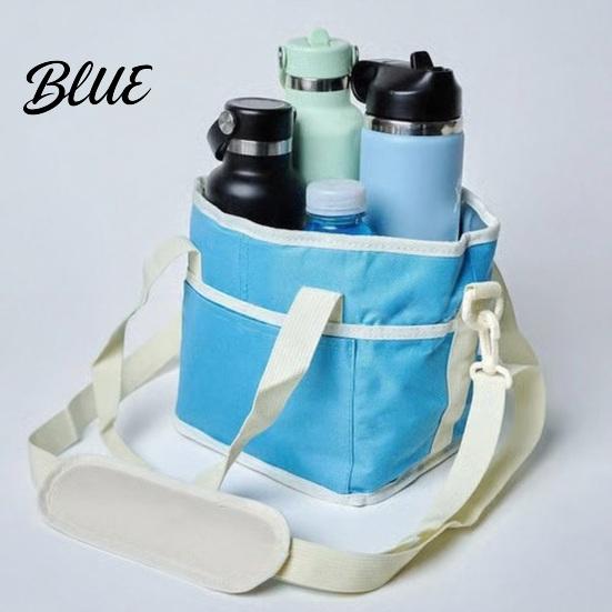 Front Pocket Drink Bag Family Size 4-Compartment with Adjustable Strap Multiple Tumbler Carrier Caddy