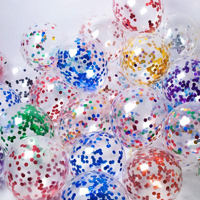 100 Pcs 12 Inch Clear Confetti Sequin Balloons Colorful Foil Sequin Balloons Festive Party Wedding Room Decorations AVE