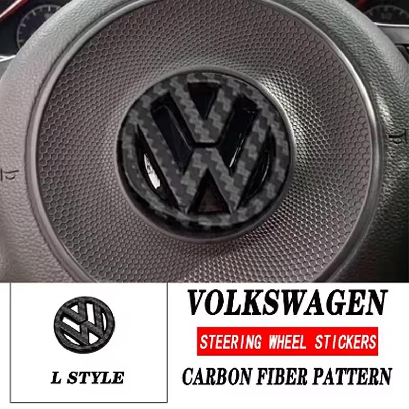 Car Carbon fiber pattern Logo Steering Wheel Decoration Sticker For VW GTI Polo Golf MK6 MK7 Passat Tiguan CC T-ROC/Car keychain Oz5