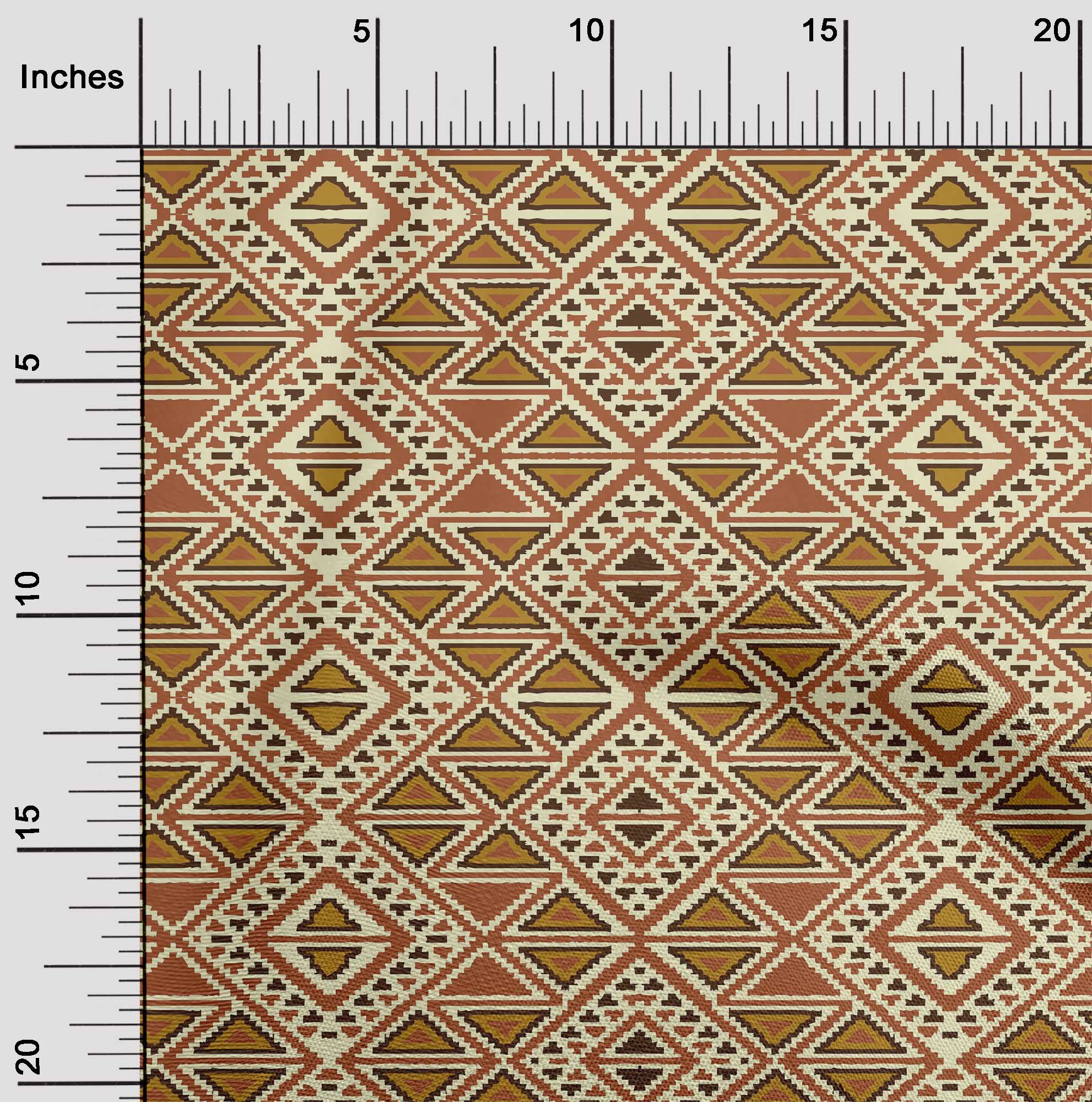 

OneOone Cotton Flex Fabric Geometric Flame Stitch Print Тканина у дворі 40 дюймів 42 Inch - Viscose Chiffon іржі коричневого кольору