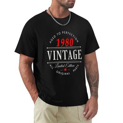 Vintage Born In 1980 TShirt Shirts Graphic Tee Luxury Tshirt Luxury Designer Funny Costumes Black Tshirts for Men
