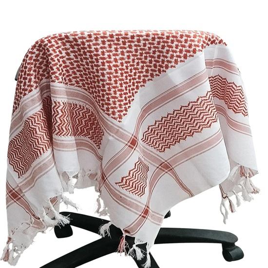 Palestinian Red White Keffiyeh Shemagh Traditional Arabic Head Scarf Palestinian Khufiya with Tassels