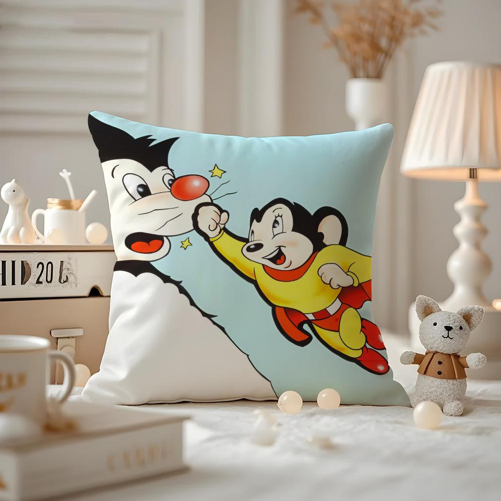 The Mighty Mouse Playhouse Cushion Cover Anti-dustmite Pillowcase Invisible Zipper Silky Short Plush Sofa Cushion Cover