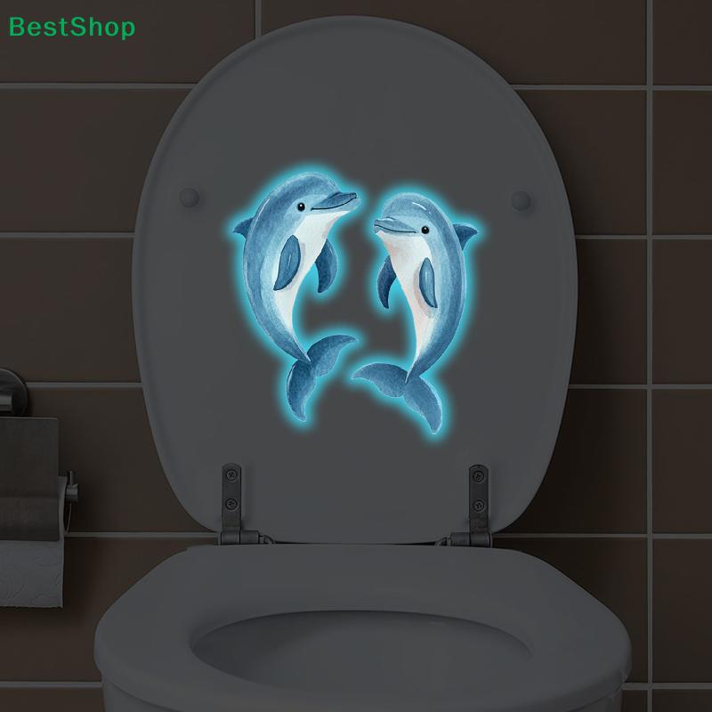 Blue Light Dolphin Toilet Sticker