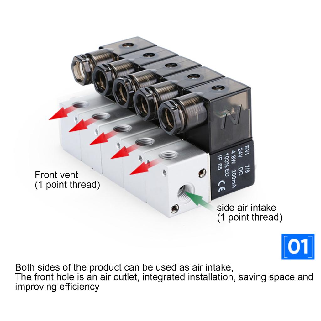 NC Solenoid Valve 3V1‑06 12V/24V 3 Way 2 Position 1/8"  Normally Closed Pneumatic Solenoid Air Valve Solenoid Air Valve