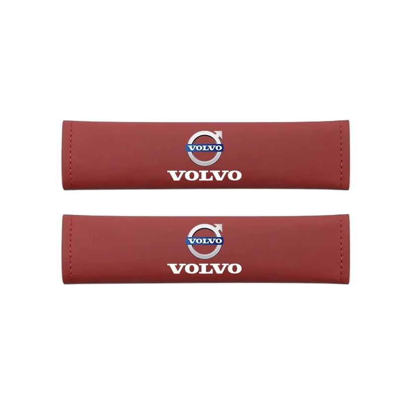 2pcs Leather Car Seat Belt Cover Shoulder Protective Accessories For Volvo Xc60 Xc90 V40 V60 S60 V50 V90 S80 C40 XC40 V70 XC70