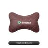 XLM4  1Pcs Leather Car Seat Back Headrest Neck Pillow For Skoda Octavia Superb Rapid Kodiaq Karoq Fabia Kamiq Enyaq Citigo Yeti Scala