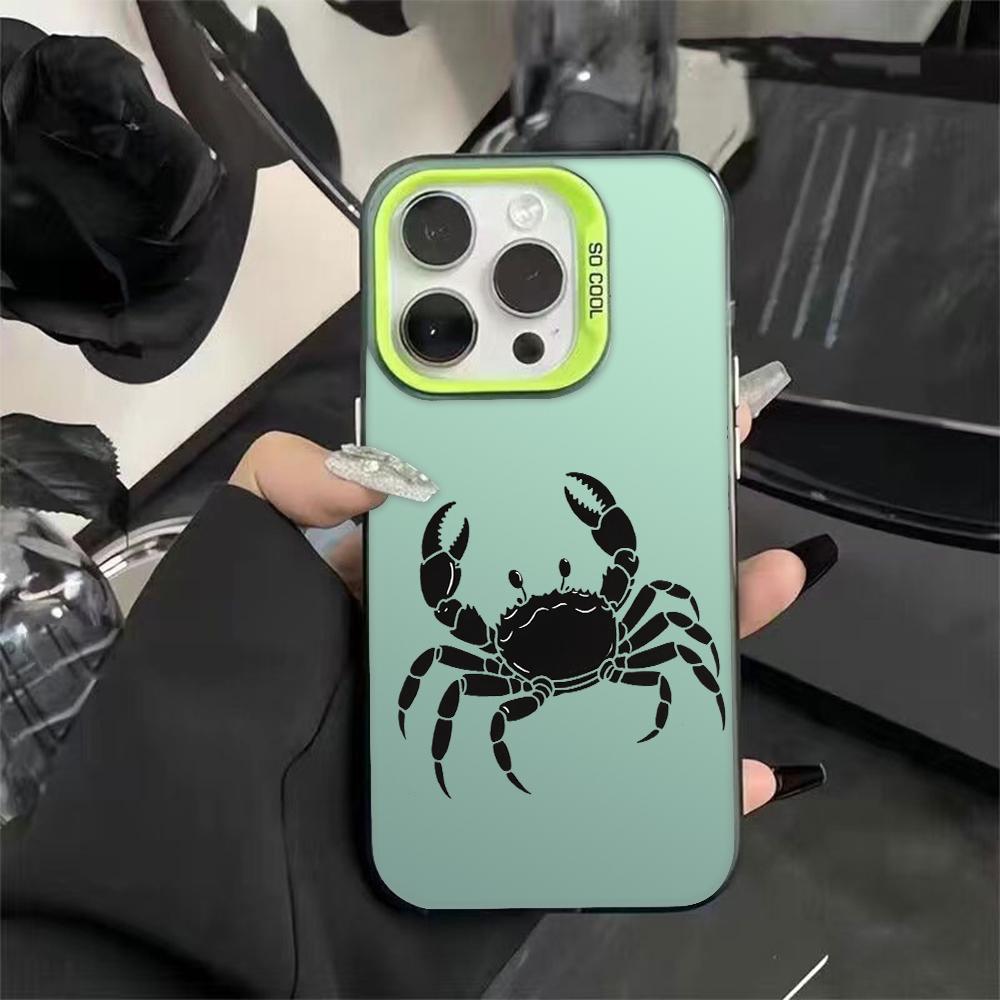 Black Crab Silhouette Art Phone Case for Iphone 16 15 14 13 12 11 Pro Max Mini Shockproof Anti-Scratch Protective Hard Cover