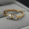 18k Gold Plated Bow Heart Shaped Zircon Ring Delicate Fashion Women Jewelry