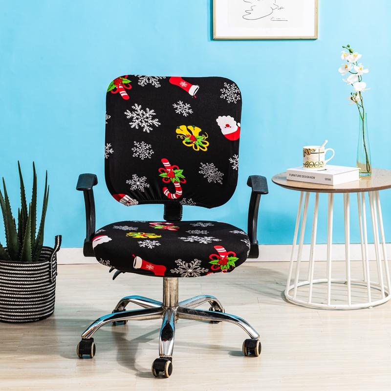 Print Armchair Cover Elastic Spandex Computer Seat Cover Modern Office Rotating Split Chair Cover Washable 2Pcs/Set