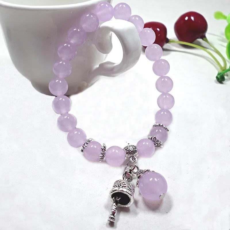 Fashion Pink Crystal Quartz Natural Stone Bracelet Elastic Reiki Healing Energy Strand Bangles Jewelry Beads Lovers Woman Gift