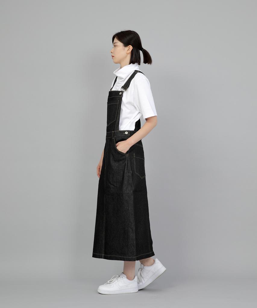 Seinteukeulu Wide Dome Overalls Skirt Wds-611 Black Denim Brs