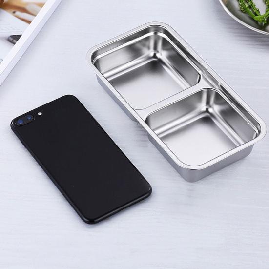 1/2Pcs Snack Box Doppel Fach Edelstahl Behälter Anti-Leck Design Spülmaschinenfest Saucen